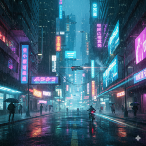 Neon Cyberpunk City Street
