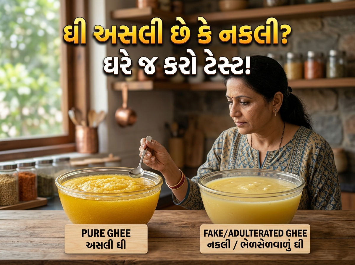 🧈 ઘી અસલી છે કે નકલી? ઘરે જ કરો આ સરળ ટેસ્ટ (FSSAI ટિપ્સ)
