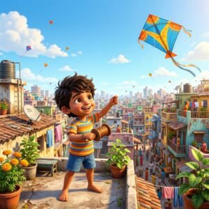 Pixar Style 3D Character (Little Boy Kite)