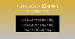 આજના સોના અને ચાંદીના ભાવ: 13 સપ્ટેમ્બર 2026 (Gold Silver Rate Today in Gujarat)