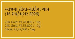 આજના સોના અને ચાંદીના ભાવ: 16 સપ્ટેમ્બર 2026 (Gold Silver Rate Today in Gujarat)