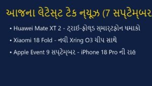 🚀 7 September 2026 Tech News: iPhone 18 Pro, Huawei Mate XT 2 & Xiaomi 18 Fold ની ધમાકેદાર Entry!