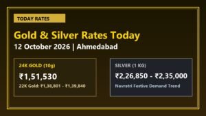 આજના સોના-ચાંદીના ભાવ: 12 ઓક્ટોબર 2026, નવરાત્રીના તહેવારમાં સોનાના ભાવમાં થયો ફેરફાર, જાણો લેટેસ્ટ ભાવ